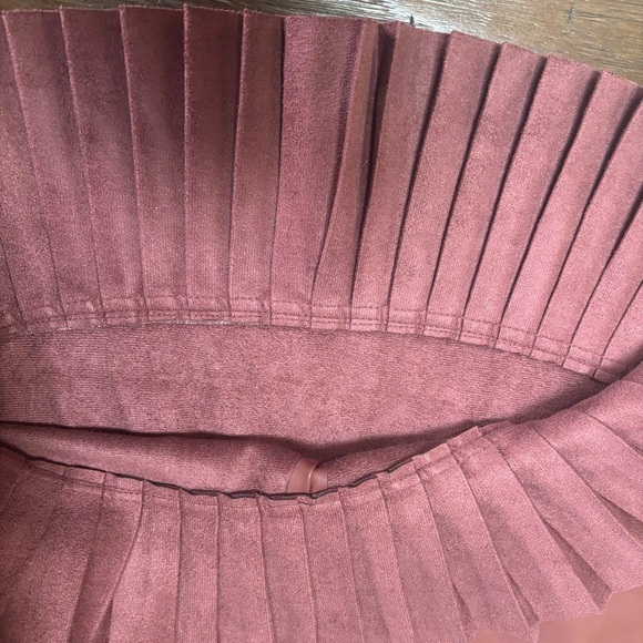 ZARA PLEATED FAUX LEATHER RUFFLE HIGH WAISTED COWBOY BROWN WESTERN SKIRT SZ S - Picture 6 of 11